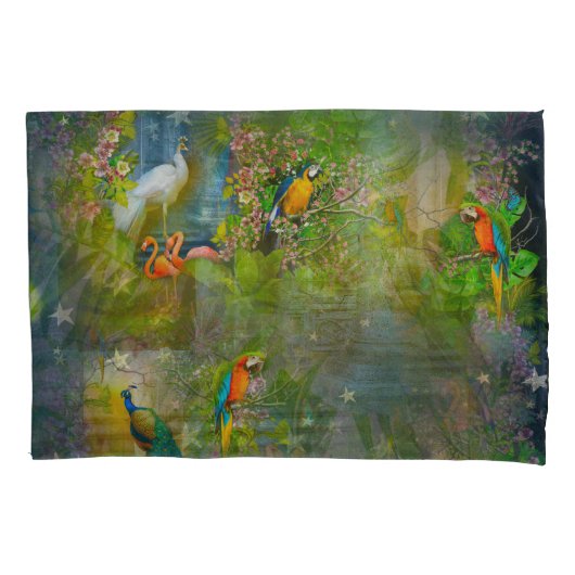 Tropical Flora Paradise at Sunset Pillow Case Kussensloop (Voorkant)