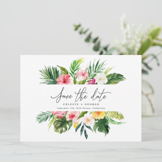 Tropical floral aquarelle save the date (Debout devant)