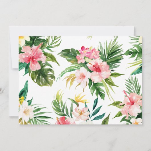 Tropical floral aquarelle save the date (Dos)