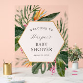 Tropical Floral Baby shower Welkom Acryl Bord (Huwelijk)