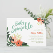 Tropical Floral Baby Sprinkle Invitation Kaart (Staand voorkant)