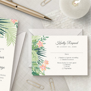 Tropical Floral Beach RSVP Kaartje
