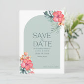 Tropical Floral Beach Wedding Photo Save the Date  (Debout devant)