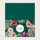 Tropical Floral Botanical Logo QR Code Folded Visitekaartjes (Buitenkant ongevouwen)