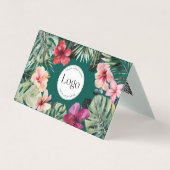 Tropical Floral Botanical Logo QR Code Folded Visitekaartjes (Voorkant)