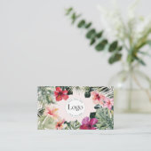 Tropical Floral Botanical Logo QR Code Visitekaartje (Staand voorkant)