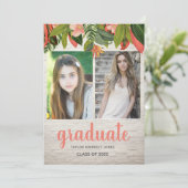 Tropical Floral Brick Graduation Photo Invitation (Debout devant)