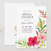 Tropical floral bridal shower kaart (Voorkant / Achterkant)