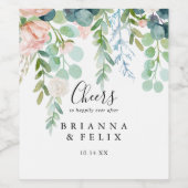 Tropical Floral Cheers Bruiloft Wijn Etiketten (Enkel label)