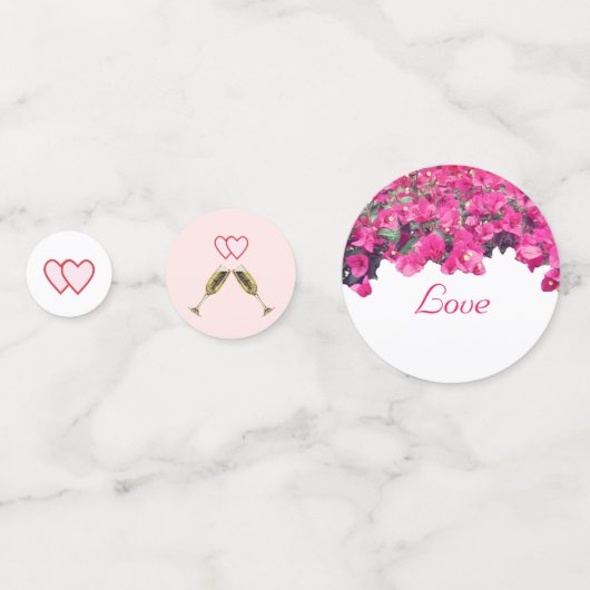 Tropical Floral Coeurs Mariages Table Confetti (Derrière)