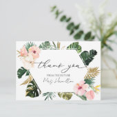 Tropical Floral Fête des mariées Merci Cartes (Debout devant)