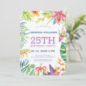 Tropical Floral Frame Anniversaire Invitation de f (Debout devant)