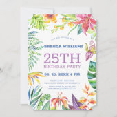 Tropical Floral Frame Anniversaire Invitation de f (Devant)