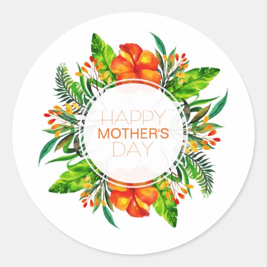 Tropical Floral Happy Moederdag | STICKER (Voorkant)