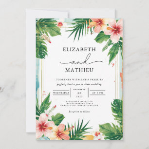 Tropical Floral Lijst Paradise Wedding Kaart