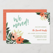 Tropical Floral Moving Faire-part | Corail (Devant / Derrière)