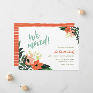 Tropical Floral Moving Faire-part   Corail