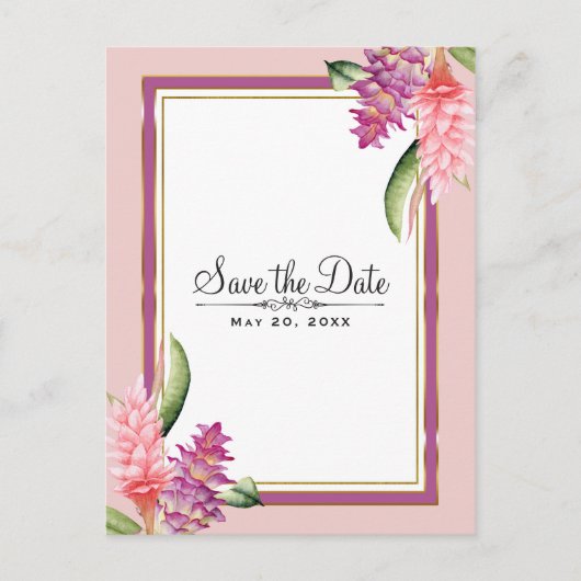 Tropical Floral Orchidée Rose Violet Invitation pr (Devant)