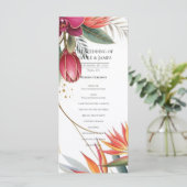 Tropical Floral Paradise Botanical Wedding Program Menu (Staand voorkant)