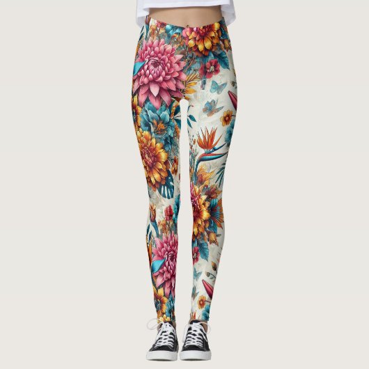 Tropical Floral Paradise Leggings (Voorkant)