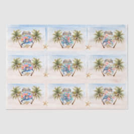 Tropical Floral Sea Turtles in a Jar Decoupage  Tissuepapier