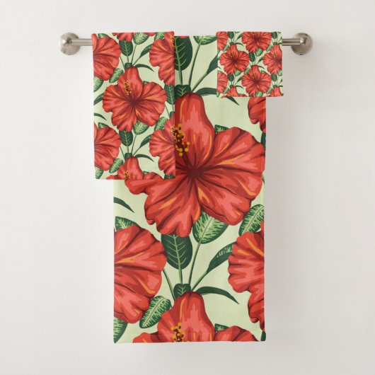 Tropical floral seamless pattern red flowers (En situation)