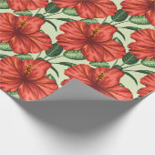 Tropical floral seamless pattern red flowers cadeaupapier (Hoek)