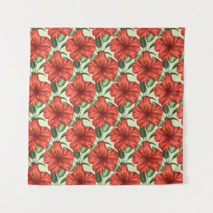 Tropical floral seamless pattern red flowers wandkleed