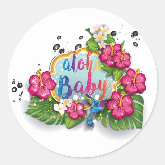 Tropical Floral Summer Aloha Bébé autocollant (Devant)