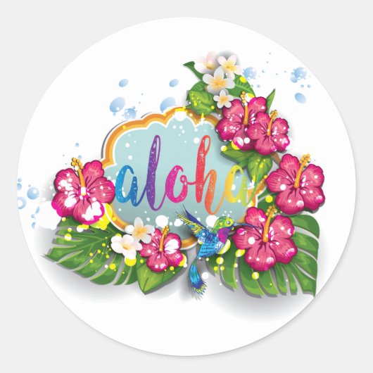 Tropical Floral Summer Aloha sticker (Devant)