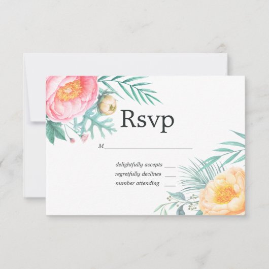 Tropical Floral Summer Pastel Mariage Floral RSVP (Devant)