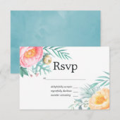 Tropical Floral Summer Pastel Mariage Floral RSVP (Devant / Derrière)