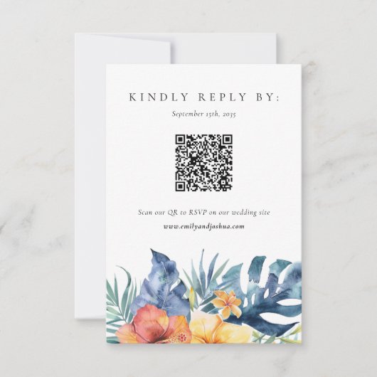 Tropical Floral Summer QR Code Mariage RSVP (Devant)