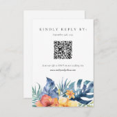 Tropical Floral Summer QR Code Mariage RSVP (Devant / Derrière)