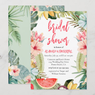 Tropical Floral Waterverf Vrijgezellenfeest Invita Kaart