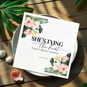Tropical Floral Ze bindt de knoop Vrijgezellenfees Servet