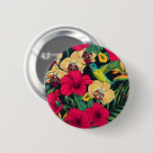 Tropical Florals and Hummingbird - Summer Botanica Ronde Button 5,7 Cm (Voorkant /achterkant)