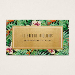 Tropical Florals Gold Stylist Cartes de visite