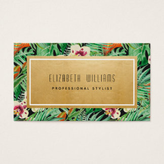 Tropical Florals Gold Stylist Cartes de visite
