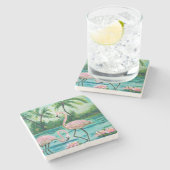 Tropical Florida Flamingo Stenen Onderzetter (Zijkant)