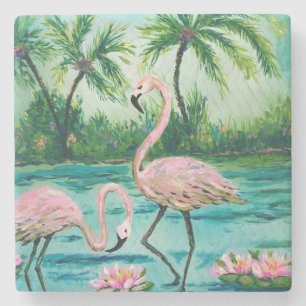 Tropical Florida Flamingo Stenen Onderzetter