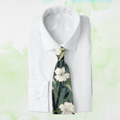 Tropical Flower Chinoiserie Asian Dusty Teal Print Stropdas