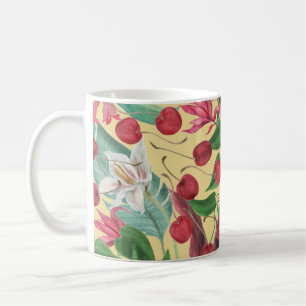 Tropical Flowers Cherry: Waterverf Naadloze Patte Koffiemok