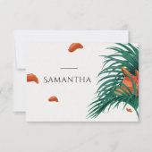 Tropical Flowers Classy Wedding Escort Kaart (Voorkant)