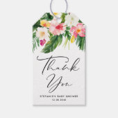 Tropical Flowers Greenery Baby shower Dank u Cadeaulabel (Voorkant)