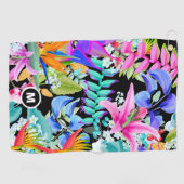 Tropical Flowers Monogram Golfhanddoek (Horizontaal)
