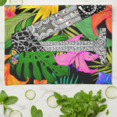 Tropical Flowers Monogram M Kitchen Towel Theedoek (Gevouwen)