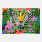 Tropical Flowers Monogram M Kitchen Towel Theedoek (Horizontaal)
