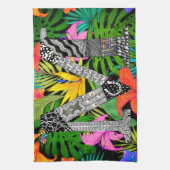 Tropical Flowers Monogram M Kitchen Towel Theedoek (Verticaal)