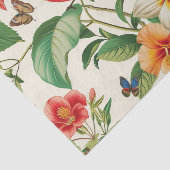 Tropical Flowers with Beautiful Red & Teal Bird Tissuepapier (Detail)